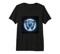 Belle Papillon avec Lune légère. T-Shirt Haut de Gamme