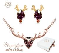 Belle Parure en Cristal Autrichien Baignée dans l'Or. 2SPLENDID. Cadeau Femme anniversaire, St Valentin. Coffret Cadeau Femme