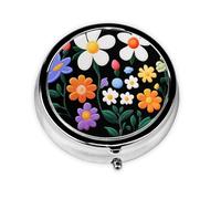 Belle petite boîte à pilules ronde en forme de petite fleur, peut être mise dans un portefeuille, une poche, légère et pratique, pilulier à 3 compartiments, boîte à pilules portable