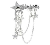Belle pince à cheveux avec pompon étoile pour mode Y2K, S Argenté | Barrette à cheveux antidérapante en métal avec étoile en cristal et pompon pour fête d'anniversaire, cadeau