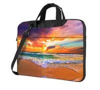 Belle plage au coucher du soleil Sac pour ordinateur portable Business Ordinateur Portable Unisexe Épaule Messenger Mallette Back School Season, Noir , 13 inch
