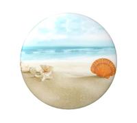 Belle plage avec coquillage imprimé 6 cm rond badge en fer blanc imprimé sur un seul côté, parfait pour décoration de style personnel et cadeau, taille unique, Métal