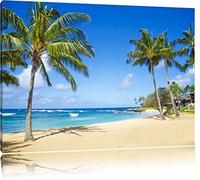 Belle plage avec des palmiers Format: toile 100x70auf, XXL énormes Photos complètement encadrés par la civière, l'impression de l'image Art mural avec cadre, moins cher que peintures à l'huile et de l'image, aucune affiche ou poster