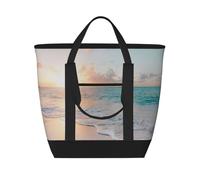 Belle plage jaune coucher de soleil océan,Sacs à lunch isothermes de grande capacité pour femmes et hommes