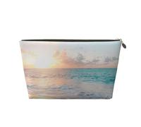 Belle Plage Jaune Coucher De Soleil Océan, Trousse de Maquillage Trousse à cosmétiques Trousse de Toilette de Voyage Portable Pochette de Toilette