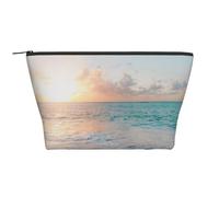 Belle Plage Jaune Coucher De Soleil Océan, Trousse de Toilette Trousse de Maquillage Sac à cosmétiques Trousse de Toilette de Voyage Portable