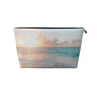 Belle Plage Jaune Coucher De Soleil Océan, Trousse de Toilette Trousse de Maquillage Sac à cosmétiques Trousse de Toilette de Voyage Portable