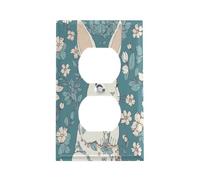 Belle plaque d'interrupteur en forme de petit lapin en acier inoxydable durable incassable bord moderne plaques murales décoratives duplex pour chambre à coucher, cuisine, maison