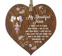 Belle plaque en bois à suspendre en forme de cœur pour nièce, cadeaux de la part de tante oncle - Cœur en bois foncé, cadeau pour femme, cadeau de nièce de la part de tante