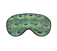 Belle plume de paon sommeil masque pour les yeux doux couvre les yeux bloquant les lumières bandeau avec sangle réglable pour la sieste de voyage