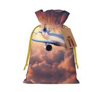 Belle pochette avec cordon de serrage imprimé avion, réutilisable et adorable, parfait pour les bijoux et plus encore