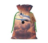 Belle pochette avec cordon de serrage imprimé avion, réutilisable et adorable, parfait pour les bijoux et plus encore