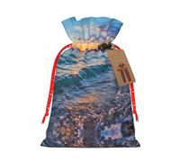 Belle pochette avec cordon de serrage imprimé lever de soleil pour cadeaux, adorables sacs cadeaux réutilisables, parfaits pour les bijoux et plus encore