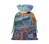 Belle pochette avec cordon de serrage imprimé lever de soleil pour cadeaux, adorables sacs cadeaux réutilisables, parfaits pour les bijoux et plus encore