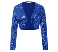 Belle Poque Boléro élégant à paillettes à manches longues pour femme GF570, bleu marine, XXL