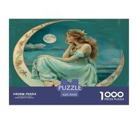 Belle Princesse Assise sur Le Croissant de lunePuzzles pour Adultes 70x50cm/1000pcs,Jeux De Défi