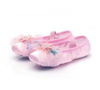 Belle Princesse Danse Chaussures de Ballet à Semelle Souple Enfants Filles Griffe de Chat Ballerine Chinoise Chaussures d'exercices(Cherry Pink,39)