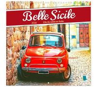Belle Sicile Calendrier mural carré 2026 30 x 60 cm (ouvert)) Calendrier double avec une page pour vos prises de notes