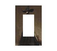 Belle sorcière avec un balai - Plaque murale à bascule unique - Décoration pour la maison, la cuisine, la salle de bain