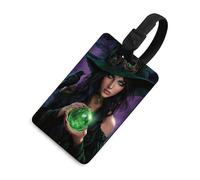 Belle sorcière avec une boule de cristal étiquette de bagage sac de voyage valises étiquettes de nom