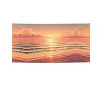 Belle toile de fond imprimée plage au coucher du soleil - Bannière pour fête d'anniversaire - Bannière d'accessoires pour photomaton