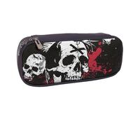 Belle trousse à crayons en cuir synthétique imprimé cygnes blancs sur le lac pour filles garçons écoliers étudiants, Tête de mort punk blanche, Taille unique, Cartable