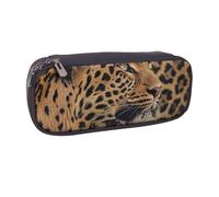Belle trousse à crayons en cuir synthétique imprimé cygnes blancs sur le lac pour filles garçons écoliers étudiants, Animal léopard sauvage, Taille unique, Cartable