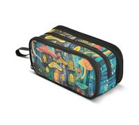 Belle trousse à crayons en forme de maisons de champignons, grande capacité pour garçons et filles, trousse à crayons à 3 compartiments, organiseur de papeterie, trousse de marqueur pour l'école, le