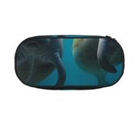 Belle trousse à crayons en tissu Oxford imprimé paon avec design spacieux pour l'école, le bureau, les voyages - Trousse multi-usage pour papeterie et maquillage, Lamanats indiens de l'Ouest, Taille