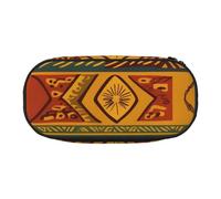 Belle trousse à crayons en tissu Oxford imprimé paon avec design spacieux pour l'école, le bureau, les voyages - Trousse multi-usage pour papeterie et maquillage, Motif national africain., Taille