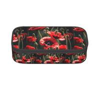 Belle trousse à crayons fonctionnelle à la mode avec imprimé coquelicot rouge, pratique pour un usage quotidien, rangement de produits de toilette de maquillage