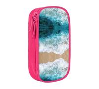 Belle trousse à crayons pratique avec imprimé vagues de l'océan et plusieurs compartiments pour bureau, voyage, école, art quotidien, rose, Taille unique, Poche de rangement