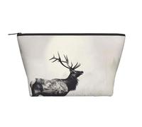 Belle trousse de maquillage avec impression artistique de fleurs - Grande capacité - Pochette de maquillage portable pour le lavage et le rangement de la chambre à coucher, Cerf sauvage., One Size