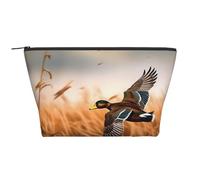 Belle trousse de maquillage avec imprimé de fleurs d'hibiscus pour femme - Trapézoïdale - Trousse de toilette avec fermeture éclair - Organiseur d'accessoires, Chasse Flying Wild Duck 4, Taille unique