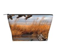 Belle trousse de maquillage avec imprimé de fleurs d'hibiscus pour femme - Trapézoïdale - Trousse de toilette avec fermeture éclair - Organiseur d'accessoires, Chasse Flying Wild Duck 2, Taille unique