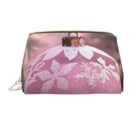 Belle trousse de maquillage imprimée de boules de Noël pour femme et maman, grande trousse de maquillage de voyage en cuir PVC, cadeau mignon, trousse de toilette avec fermeture éclair, blanc, Taille