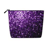 Belle trousse de maquillage polyvalente en faux chanvre violet à paillettes - Organiseur de toilette de voyage, parfait pour un usage quotidien, les voyages d'affaires et plus encore., Noir , Taille