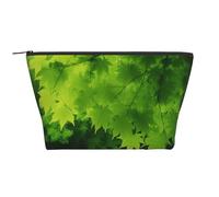 Belle trousse de maquillage trapézoïdale verte avec impression naturelle pour femmes et filles, grande capacité, sac de voyage portable, trousse de maquillage organisateur, Noir , Taille unique,