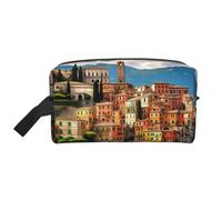 Belle trousse de toilette de voyage légère imprimée Italie grande capacité pochette de rangement à fermeture éclair cosmétique, blanc, Taille unique