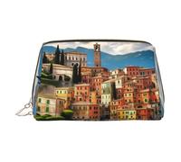 Belle trousse de toilette en cuir de qualité supérieure imprimée Italie avec pochette portable étanche ouverte et plate, doré, Taille unique