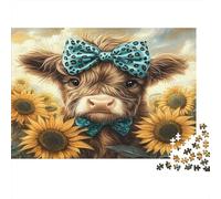 Belle Vache avec Arc_1 Casse-tête 1000 Pièces avec Clic Parfait,Puzzle d'art énigme De Compétence Logique pour Une Activité Zen,Puzzle Cadeau d'anniversaire 70x50cm/1000pcs