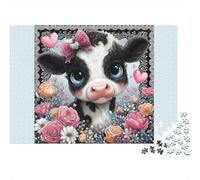 Belle Vache avec Arc Casse-tête 1000 Pièces avec Découpe Précise,Jeu De Puzzles en Lot activité Zen pour La Décoration De Bureau,Idée Cadeau Anniversaire 52x38cm/1000pcs
