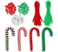 BELLE VOUS 1350 Perles Kit de Décoration Noel - Perles de 9,7 mm & Tiges en Chenille - Loisir Creatif Noel pour Canne à Sucre, Decoration Noel/Sapin et Fabrication de Couronnes/Bijoux