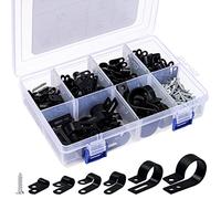 Belle Vous 271 Pièce Kit Collier de Serrage en Nylon de Type R s - 6 Tailles - Collier Serrage Plastique Noir avec Vis de Montage - Fixations de Câbles Électriques pour Câbles et Conduits