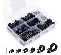 Belle Vous 271 Pièces Kit Collier de Serrage en Nylon de Type R - 6 Tailles - Collier Serrage Plastique Noir avec Vis de Montage - Collier Plastique Serrage pour Câbles et Conduits