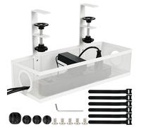 Belle Vous Bac de Rangement de Câbles sous Le Bureau - Boite Cache Cable Métallique pour Fils et Cordons pour la Maison et Le Bureau - Pas de Perçage et Pas de Dégâts sur Le Bureau