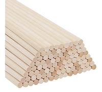 Belle Vous Baton Bois Rond Naturel (100 Pièces) - 30 cm - Bagette Bois Solide Extra-Longue de 6 mm - Moulure Decorative Bois Baguette pour Projet d’Art, DIY & Travail du Bois
