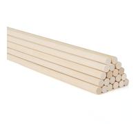 Belle Vous Baton Bois Rond Naturel (20 Pièces) - 91,2 cm - Bagette Bois Solide Extra-Longue de 9,5 mm - Moulure Decorative Bois Baguette pour Travaux du Bois, Projets Artistiques & Décorations