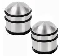 Belle Vous Bloc Porte Sol en Acier Inoxydable Chromé (Lot de 2) - P7 x H7,8 cm - Stop Porte Antidérapant et Résistant avec Anneaux Protecteurs en Caoutchouc - Pour Portes de Maison, Ecole et Bureau