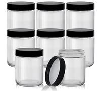 BELLE VOUS Bocal en Verre avec Couvercle Noir en Plastique (Lot de 8) - Bocal en Verre Hermétique 240 ml pour Cuisine & Déco Intérieure - Bocaux Conservation pour Aliments, Farine, Café & Épices